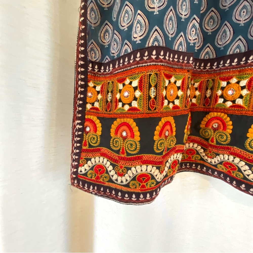 Embroidered Indian Kurta Tunic Ethnic Festival Long Top Meditation Yoga Wear Med - Picture 9 of 10
